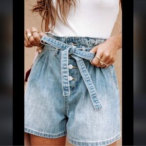 American Eagle Paperbag Denim Mom Shorts